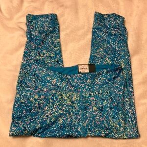 NWT Tek Gear Blue and Purple Leggings Galaxy Design w/ media pocket Girls 10/12